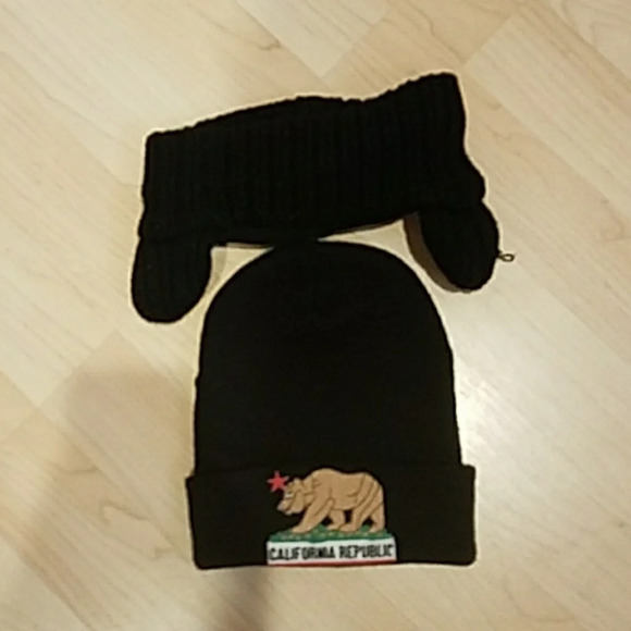 2pc Winter Hat Black. CALIFORNIA REPUBLIC 2pc - Picture 1 of 3